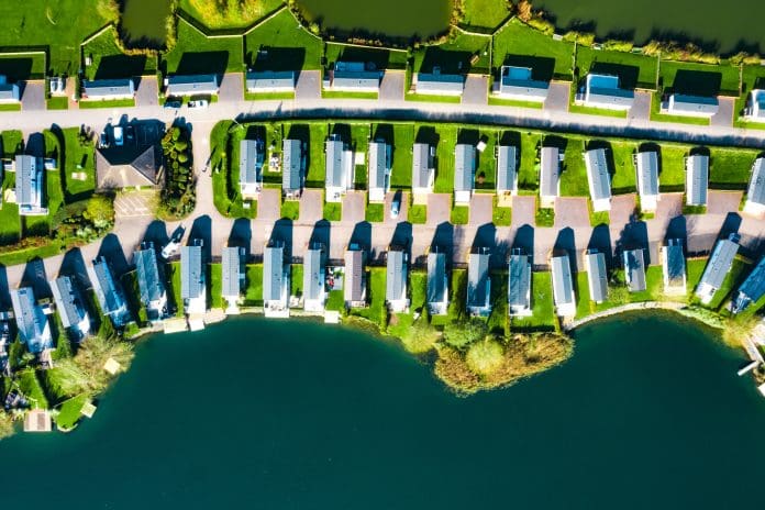 Aerial Photo of the village of Milton Keynes, near Floodplain Forest Nature Reserve Aerial Photo of the village of Milton Keynes, near Floodplain Forest Nature Reserve, representing nutrient neutrality
