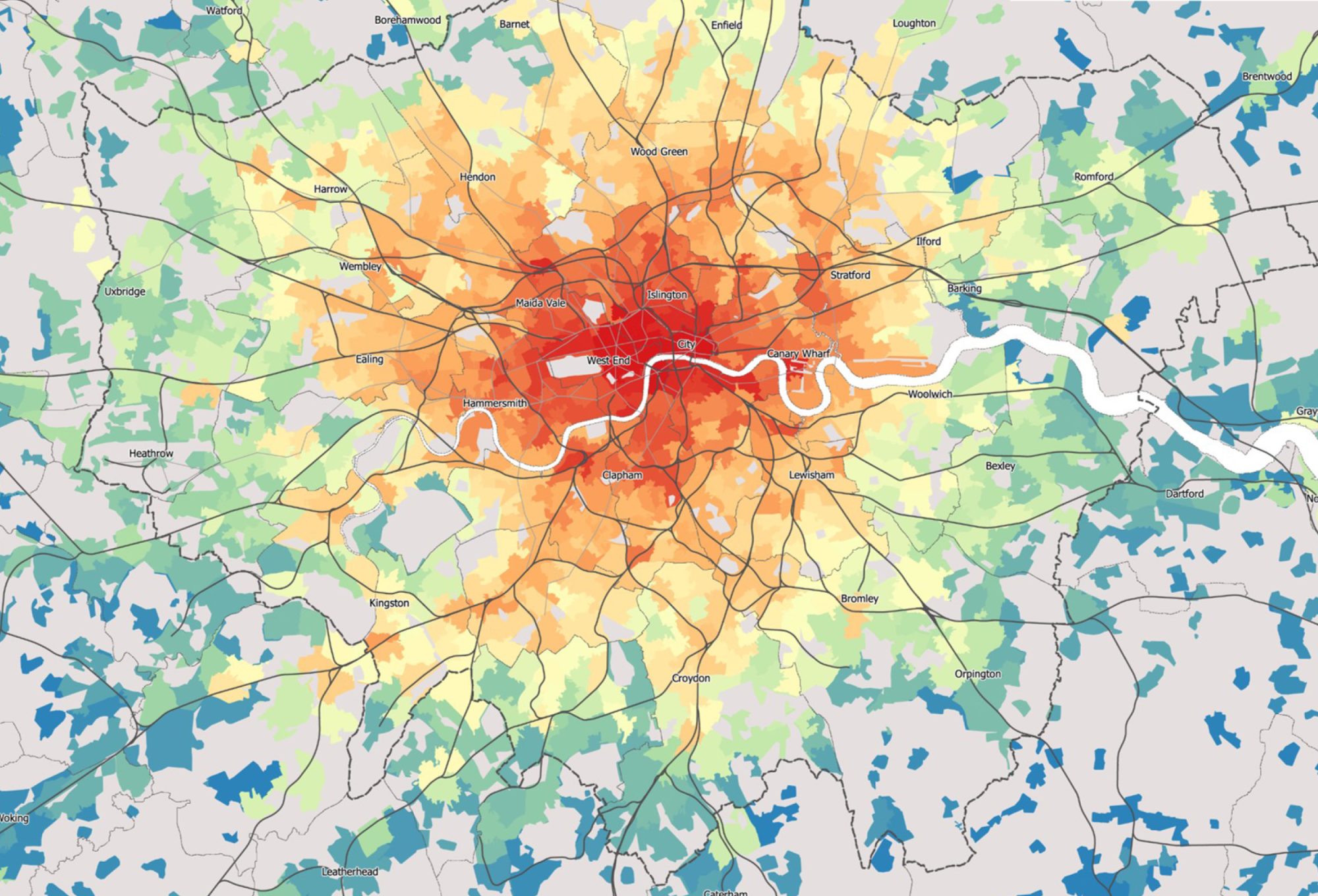 Map of London. Credit: Duncan Smith, The Bartlett Centre for Spatial Analysis, UCL