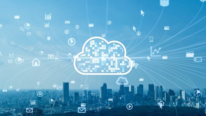 Digital transformation: The value of going paperless and adopting digital by default Cloud computing concept. Communication network.