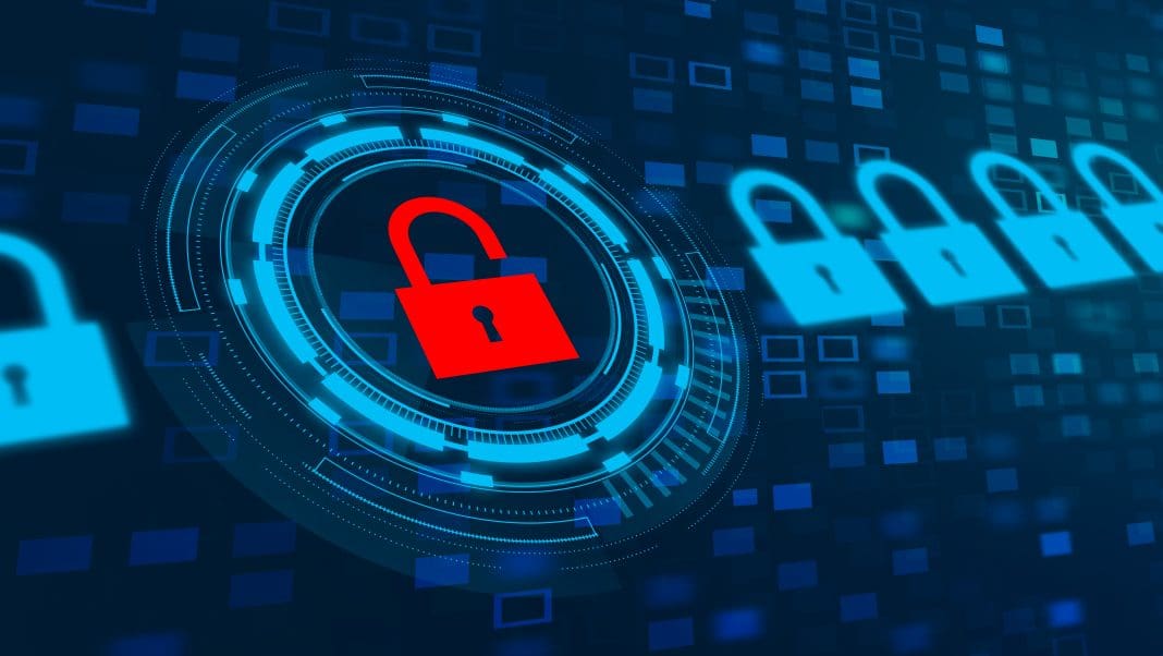 Cyber Security and safety information. Digital Padlock