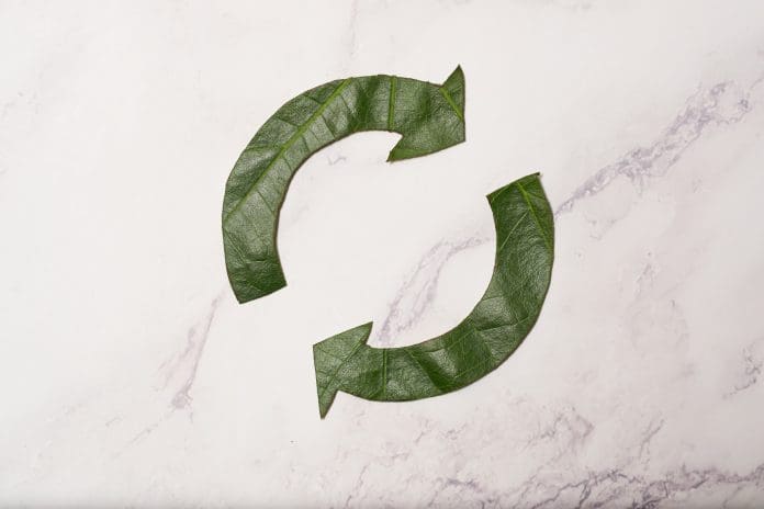 ECO and circular economy concept. Infinity recycling symbol.