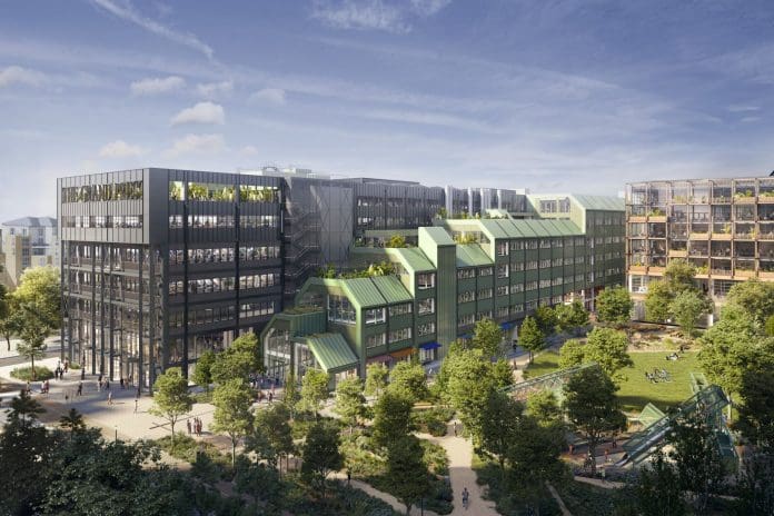 ndicative image of the new Printworks building and park