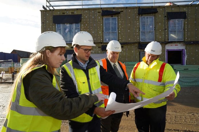 L-R Angela Rayner, Martin Brown, Cllr Pete Davis, Dave Crozier Leading developer McCarthy Stone has proven MMC can be used to successfully used to deliver nine retirement communities already