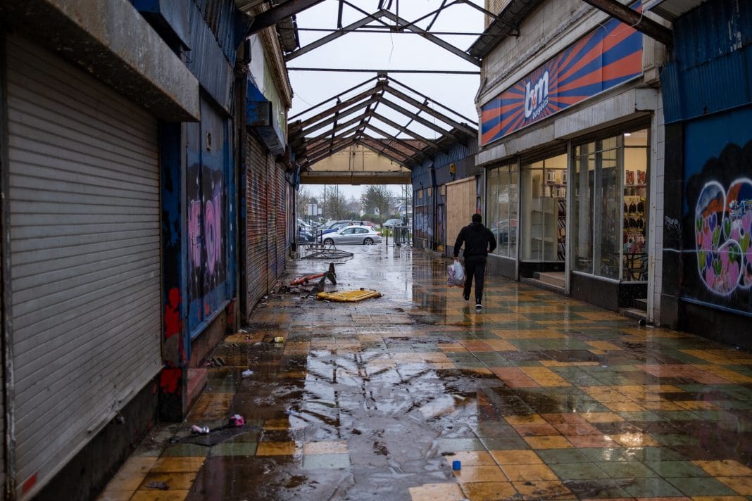 Morecambe Lancashire UK February 2022 run down town in need of renovation and government funding leveling up example