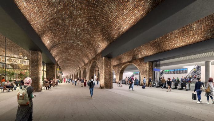 Artist's impression of a potential future station undercroft in the London Waterloo Station revamp