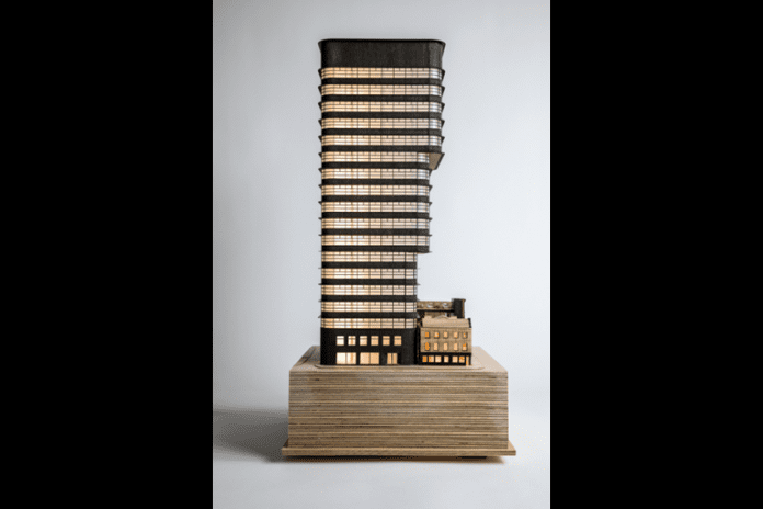 Howells and Soller have put forward proposals for NXQ, an 18-storey 'upside down' tower in Manchester's Northern Quarter