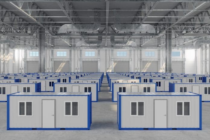 Warehouse Interior With Prefabricated Container Houses modular construction