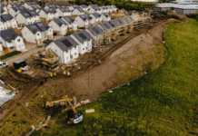 Construction firm fined £160,000 after upturned telehandler fatality Aerial view of the upturned telehandler fatality after the incident was resolved