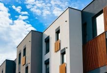 The need for hybrid-built homes continues to grow Modern Apartment houses and homes residential buildings complex, real estate concept