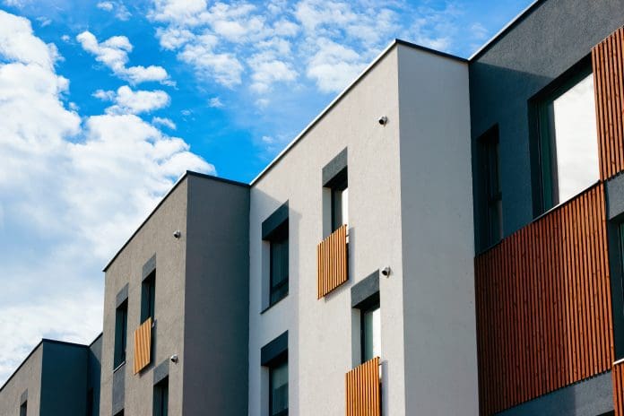 Modern Apartment houses homes residential buildings complex real estate Modern Apartment houses and homes residential buildings complex, real estate concept