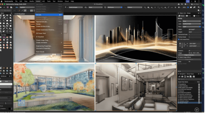 2025 AEC trends: Shaping the future of design Vectorworks 2025 Update 2 includes added functionality to the AI Visualizer. Image courtesy of Vectorworks, Inc, representing the future of design