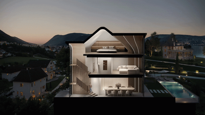 Interior-1 studio tim fu Studio Tim Fu has revealed the 'world's first' fully AI-driven architectural project in Slovenia, developing six luxury villas on the Lake Bled Estate