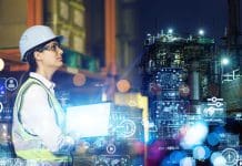 AI: The new architecture of project success Industrial technology concept. Female engineer working in the factory. Digital transformation, representing AI