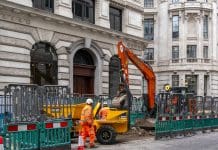 Open letter from Tier 1 construction professionals urge MPs to back second reading of Planning and Infrastructure Bill Roadworks in King William Street in the City of London, representing the second reading of the Planning and Infrastructure Bill