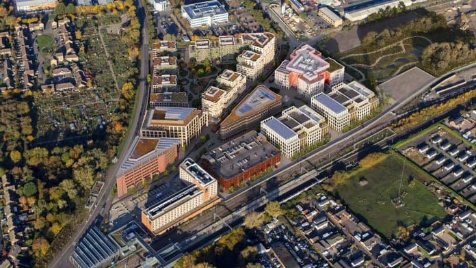 Cambridge North Aerial View CREDIT Brookgate med res_cropped Aerial view of Cambridge North, delivered by the Network Rail property company