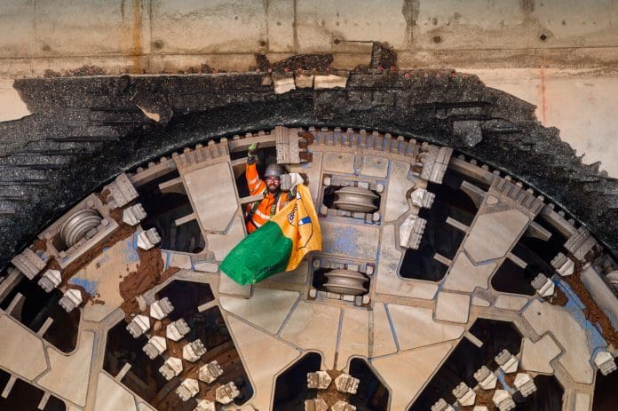 Bromford Tnnel break through Tunnel worker celebrates the moment of the first birmingham tunnel breakthrough for HS2