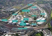 Design team chosen for York Central scheme Aerial view of York Central, with tags labelling aspects of the scheme