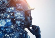 Collaboration with AI innovators will be critical to UK construction success Industrial technology concept. Communication network. INDUSTRY 4.0. Factory automation. All representing the BridgeAI programme