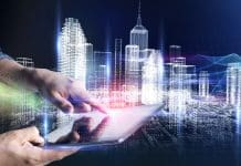 Smart Cities Summit North America: A call for purpose-driven innovation in the built environment Future technology lifestyle, digital marketing IOT internet of thing future AI technology smart device social network, man with tablet surfing internet with futuristic vibrant light background, representing Smart Cities