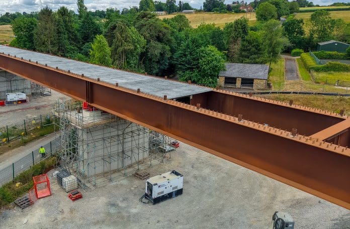 A close up of the HS2 Lower Thorpe viaduct structure