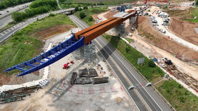 The first section of the HS2 M6 viaduct in place