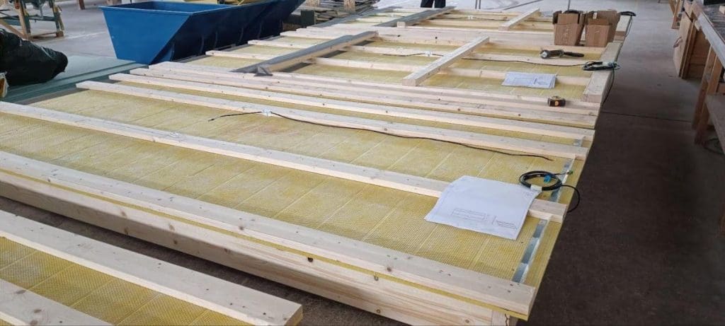 A timber frame prefabricated insulation panel, made using recycled materials as part of the Drastic project's Estonian Demonstrator’s work. 