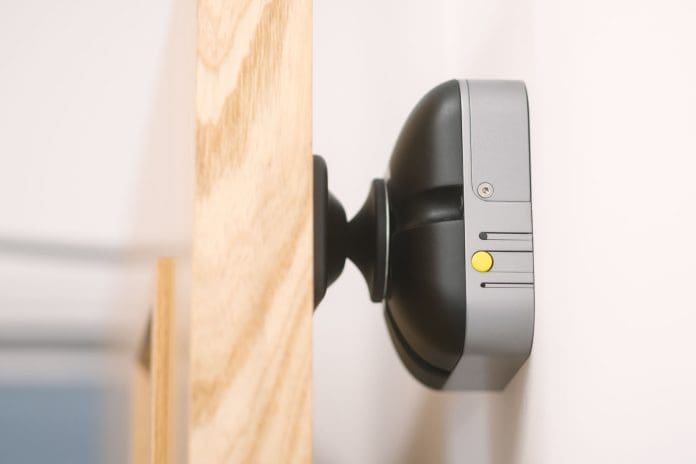 DorMag Pro is a magnetic door retainer that discreetly holds open a fire door and releases it automatically when a fire alarm is triggered