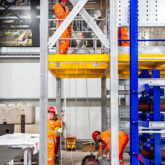 The new Hinkley mechanical training rig in action, training new rigging apprentices