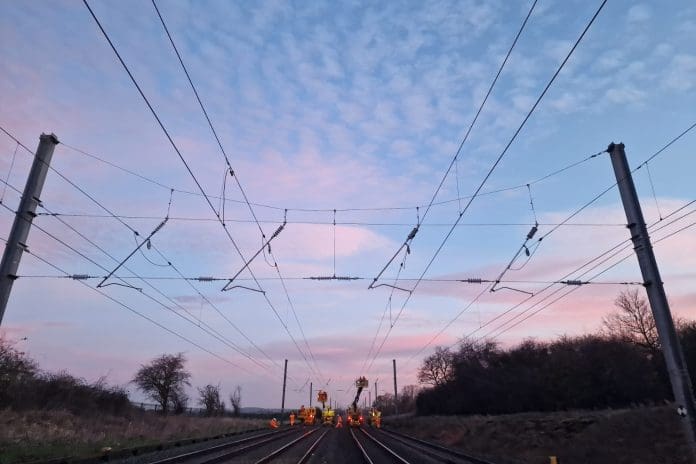The Network Rail steel framework seeks to supply steel for overhead line equipment, pictured here