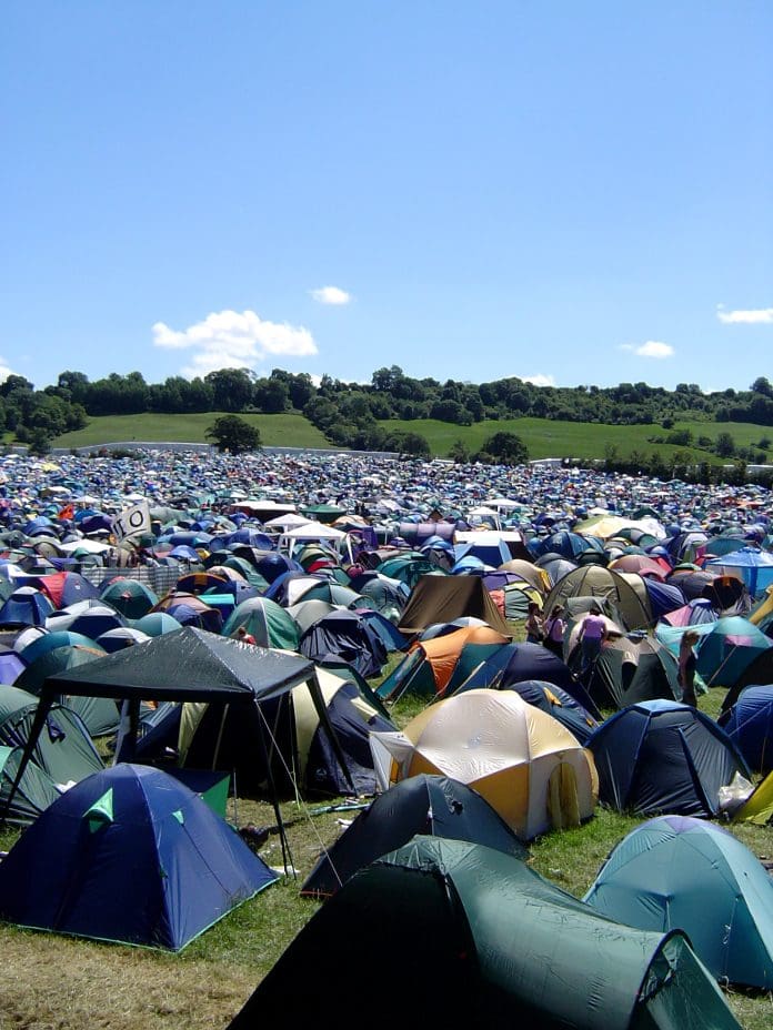 The city of tents at Glastonbury Festival 2004, Somerset, England, representing access at Glastonbury Festival
