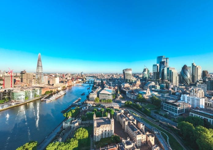 Aerial view of finance district in London Aerial view of finance district in London, representing IS-8