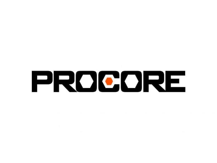 Logo of construction software specialist Procore in black lettering on a white background