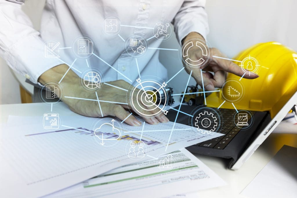 Engineers setting work goals and project management, connecting production and production technology