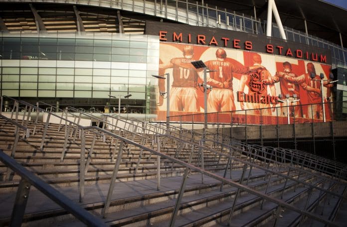 March 3, 2011 - London, UK: The exterior of the Emirates Stadium in Highbury, North London basking in the late afternoon sun. The football stadium is the home to the Premiership football team Arsenal.