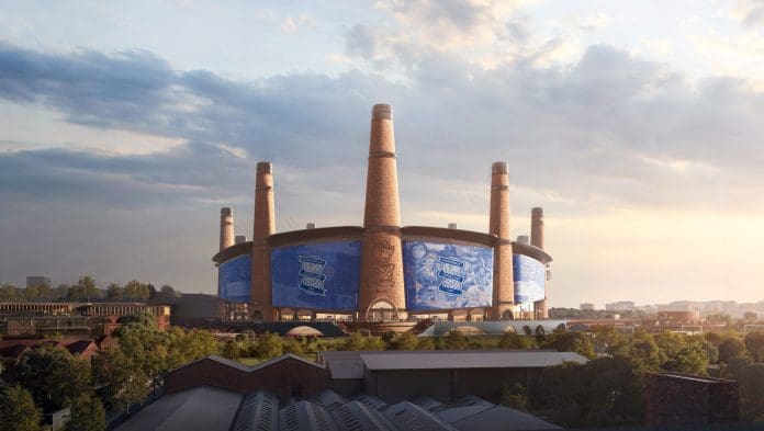 Chimney towers crown centerpiece of new Birmingham City Football Club stadium design Part of the proposed Birmingham Sports Quarter, the new Birmingham City Football stadium would seat 62,000