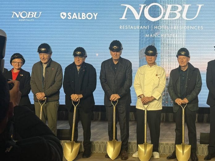 Robert De Niro attends Nobu Manchester groundbreaking ceremony Formerly known as Viadux 2, the Nobu Manchester tower will include a hotel, restaurant and 450 apartments and is due to complete in 2031
