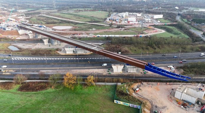 The HS2 team completed a 17-hour long operation sliding the viaduct structure across the M6 without closing the motorway