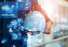 Strong contractor optimism about AI’s impact on construction industry Industrial technology concept. Communication network. INDUSTRY 4.0. Factory automation.