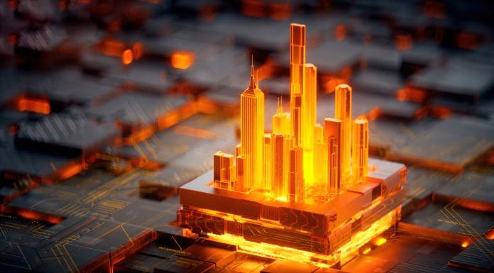 3D rendering of cyberpunk AI. Circuit board. Technology background. Central Computer Processors CPU and GPU concept. Motherboard digital chip. Tech science background. Representing AI in construction human expertise