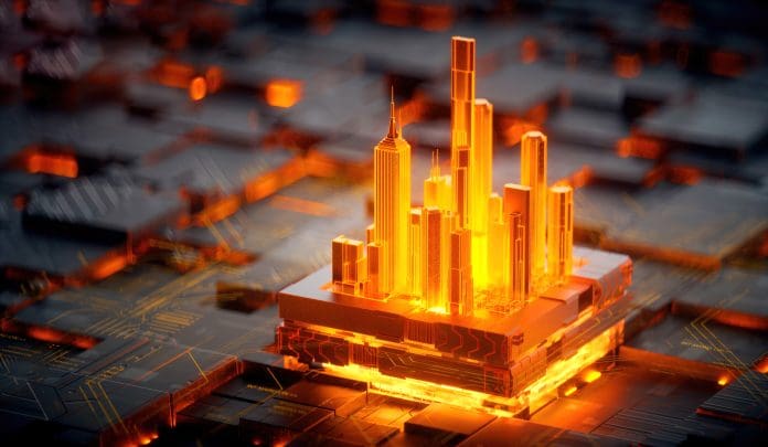 AI alone won’t build construction resilience 3D rendering of cyberpunk AI. Circuit board. Technology background. Central Computer Processors CPU and GPU concept. Motherboard digital chip. Tech science background. Representing AI in construction human expertise