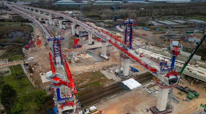 Image of the two HS2 viaducts completed over Christmas