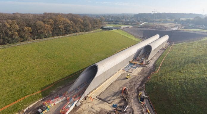 The Chiltern Hills tunnel, HS2's longest tunnel, with its new portals in place