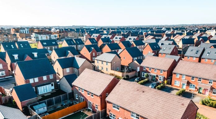 Aerial shots of the town in England, UK Figures released today by the NHBC show 115,350 new homes were registered to be built in 2025, up 11% on 2024 (103,669)