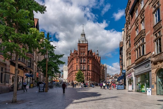 Shopping street near the Old Market Square Nottingham, home of the Broad Marsh shopping centre regeneration