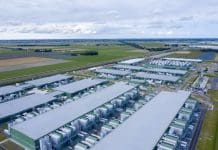 Clear standards are needed before sustainable data centres can thrive Drone view of a Microsoft data centre