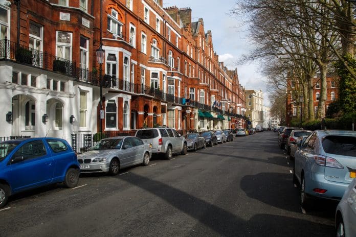 Historic buildings facade in Earls Court, London, England. Imperial College London and the Earls Court Development Company announce construction climate innovation partnership