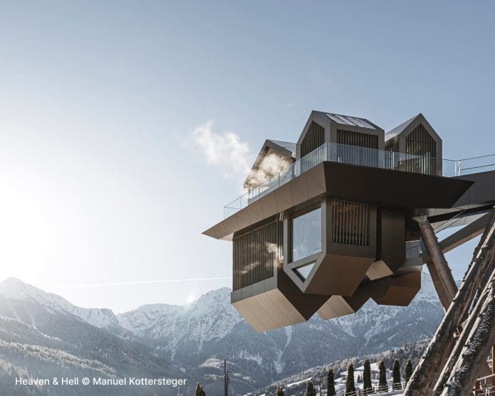 ALLPLAN- 1350x1080 Heaven and Hell, the alpin panorama hotel hubertus featuring a floating annex