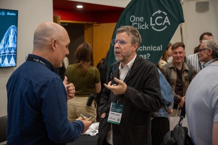 DSC_4442 (1) Two men in conversation at the One Click LCA Carbon Experts Summit in London