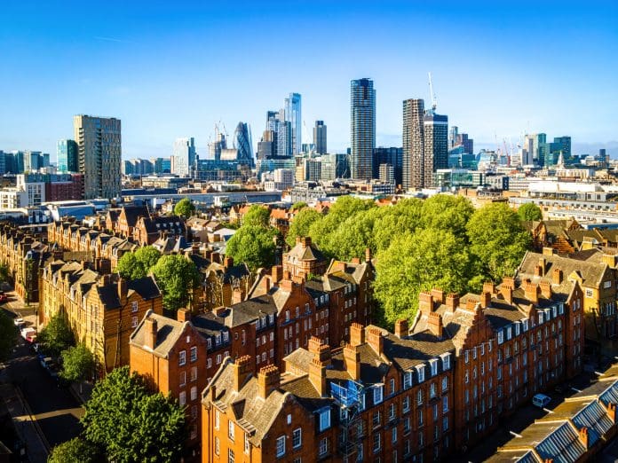 The aerial view of Shoreditch, an arty area adjacent to the equally hip neighborhood of Hoxton in London The draft London Plan puts an emphasis on boosting affordable housing