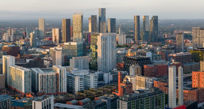 Manchester skyline in the morning The new mayor will need to address the Manchester housing crisis, says the new HBF manifesto